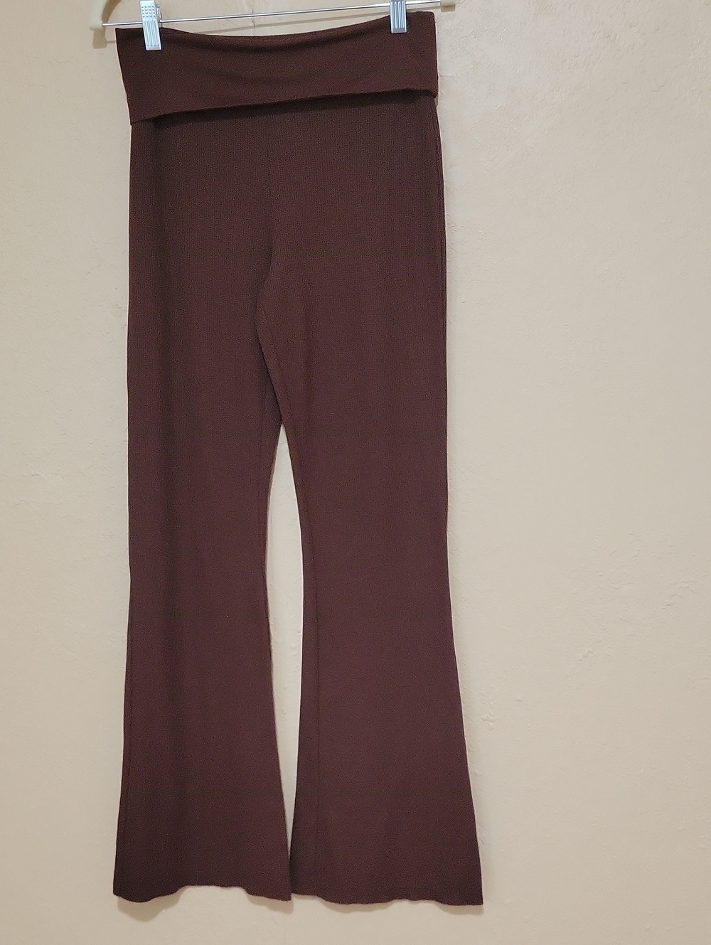 No Boundaries Brown Fold-Over Waist Flare Pants